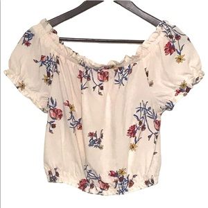 Sky and Sparrow Floral Off-The-Shoulder Crop Top – Size M